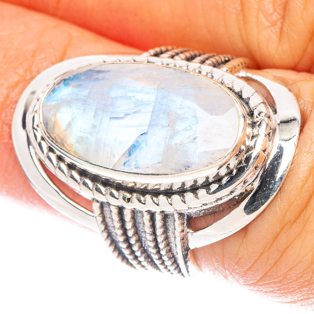 Rainbow Moonstone Ring Size 5.75 (925 Sterling Silver) R6930