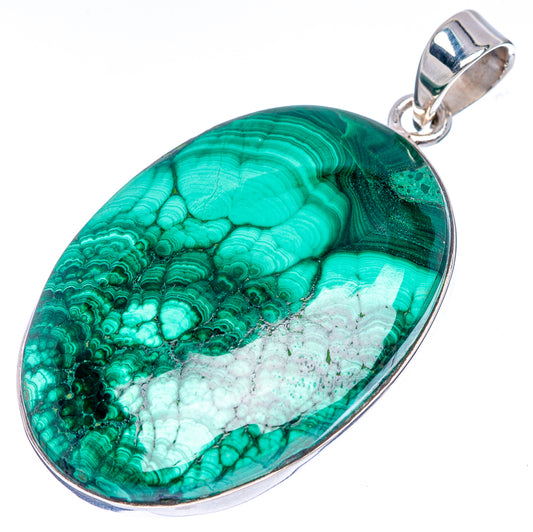 Malachite Pendant 2" (.925 Sterling Silver)