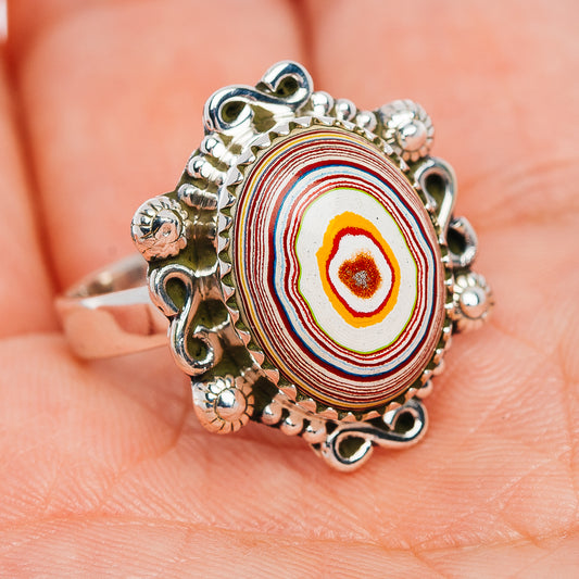 Premium Fordite Ring Size 9 (.925 Sterling Silver)