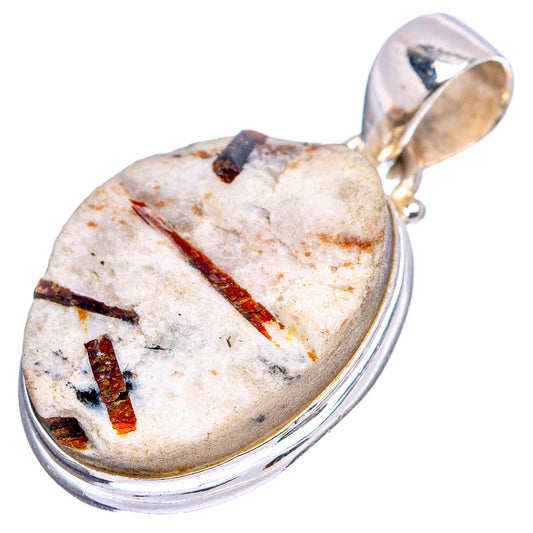 Astrophyllite pendant in 925 sterling silver, oval cabochon with dark streaks; bail on top.