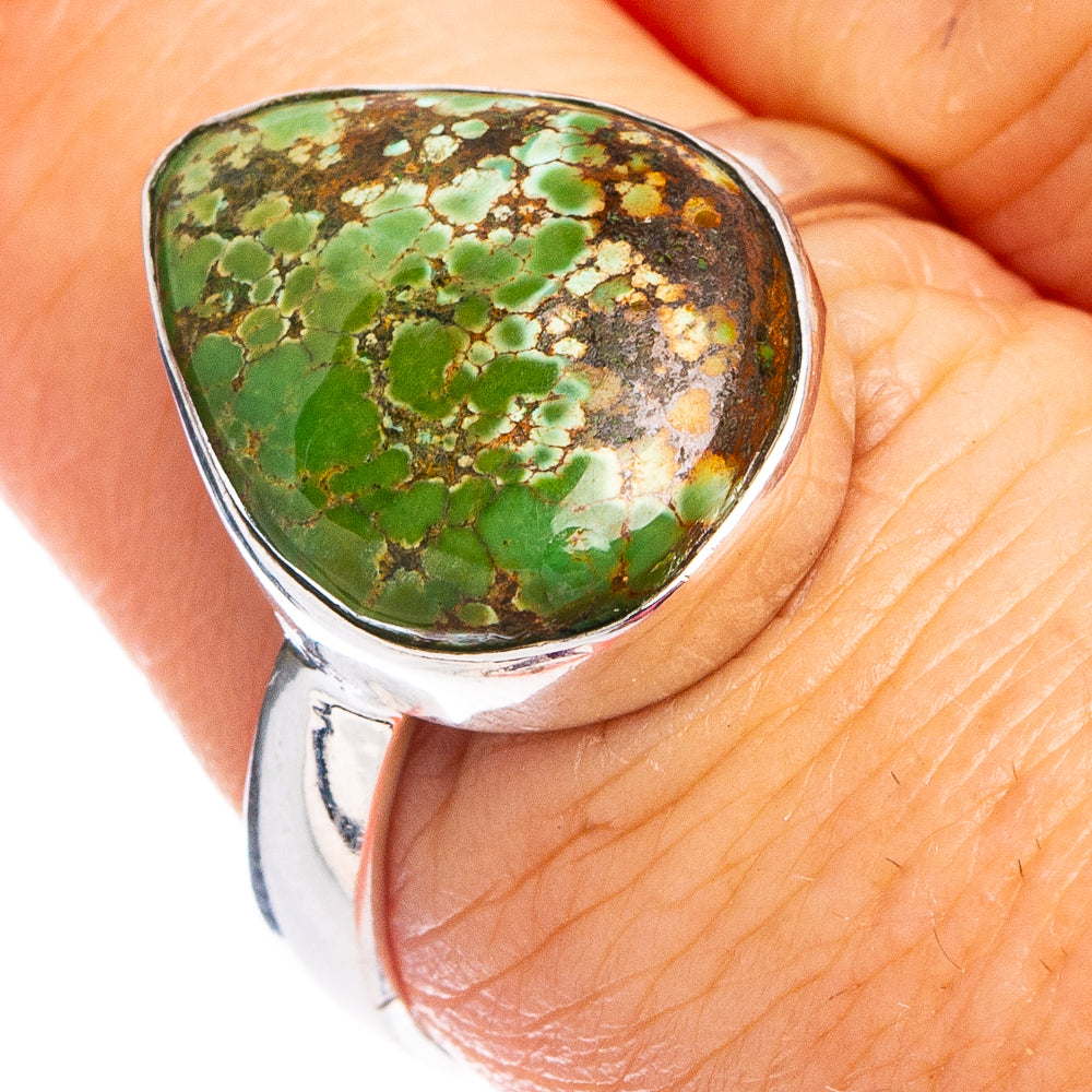 Hubei Spiderweb Turquoise Ring Size 8 (.925 Sterling Silver)