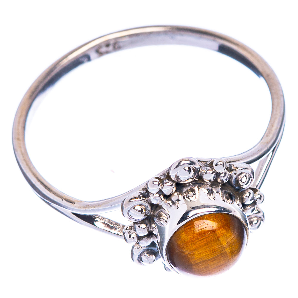 Tiger Eye Dainty Ring Size 7.75 (925 Sterling Silver) R1080