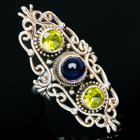 Premium Iolite, Peridot Ring (.925 Sterling Silver)