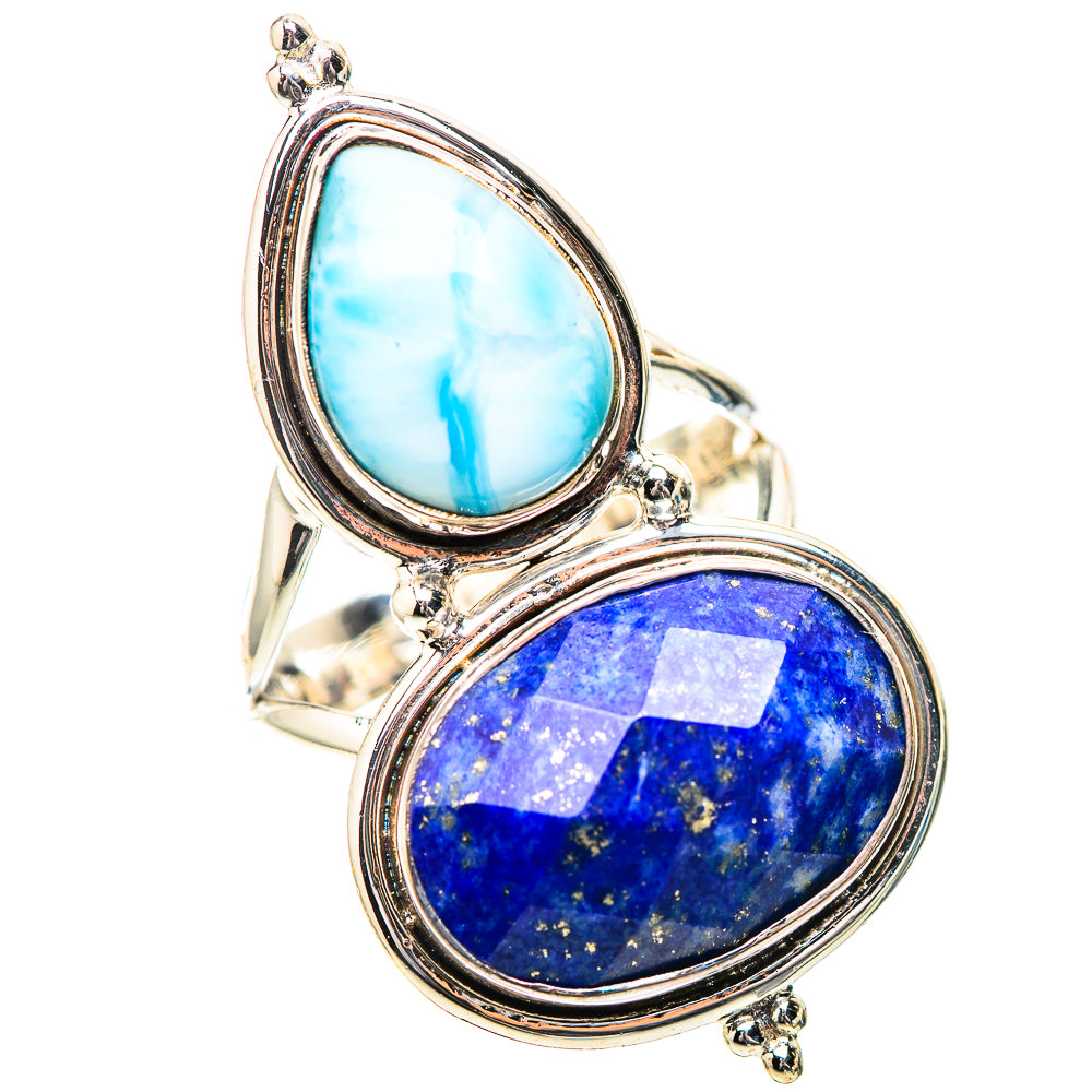 Large Lapis Lazuli, Larimar 925 Sterling Silver Ring Size 9 (925 Sterling Silver) RING139646
