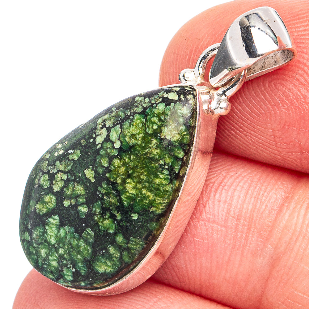 Hubei Spiderweb Turquoise Pendant 1 3/8" (925 Sterling Silver) P45182