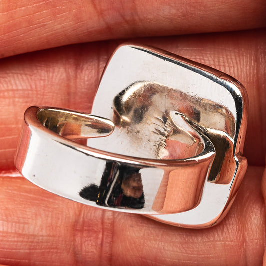 Exclusive Southwestern Style Pink Opal Ring Size 7 Adjustable (.925 Sterling Silver)