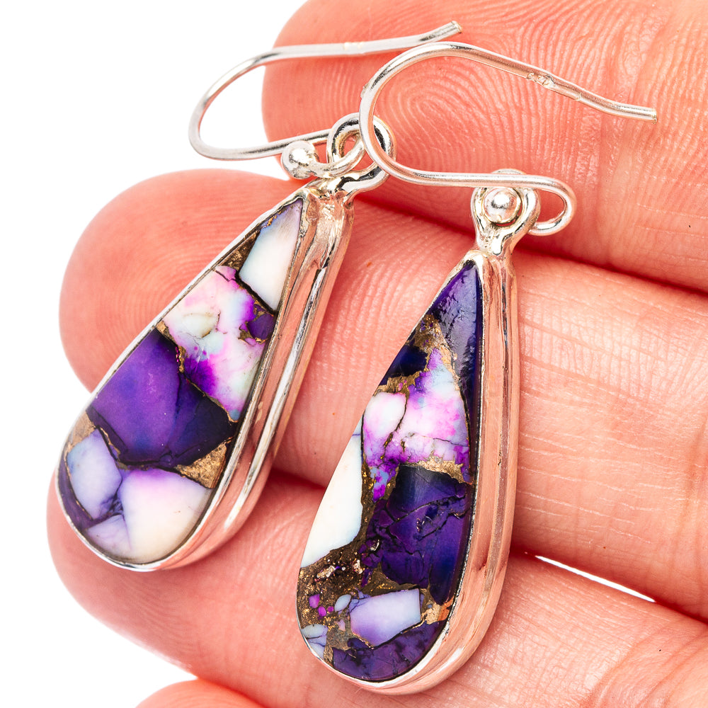 Purple Copper Composite Turquoise Earrings 1 5/8" (925 Sterling Silver) E2657