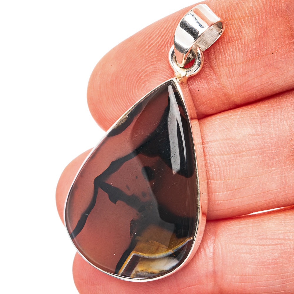 Montana Agate Pendant 1 5/8" (.925 Sterling Silver)