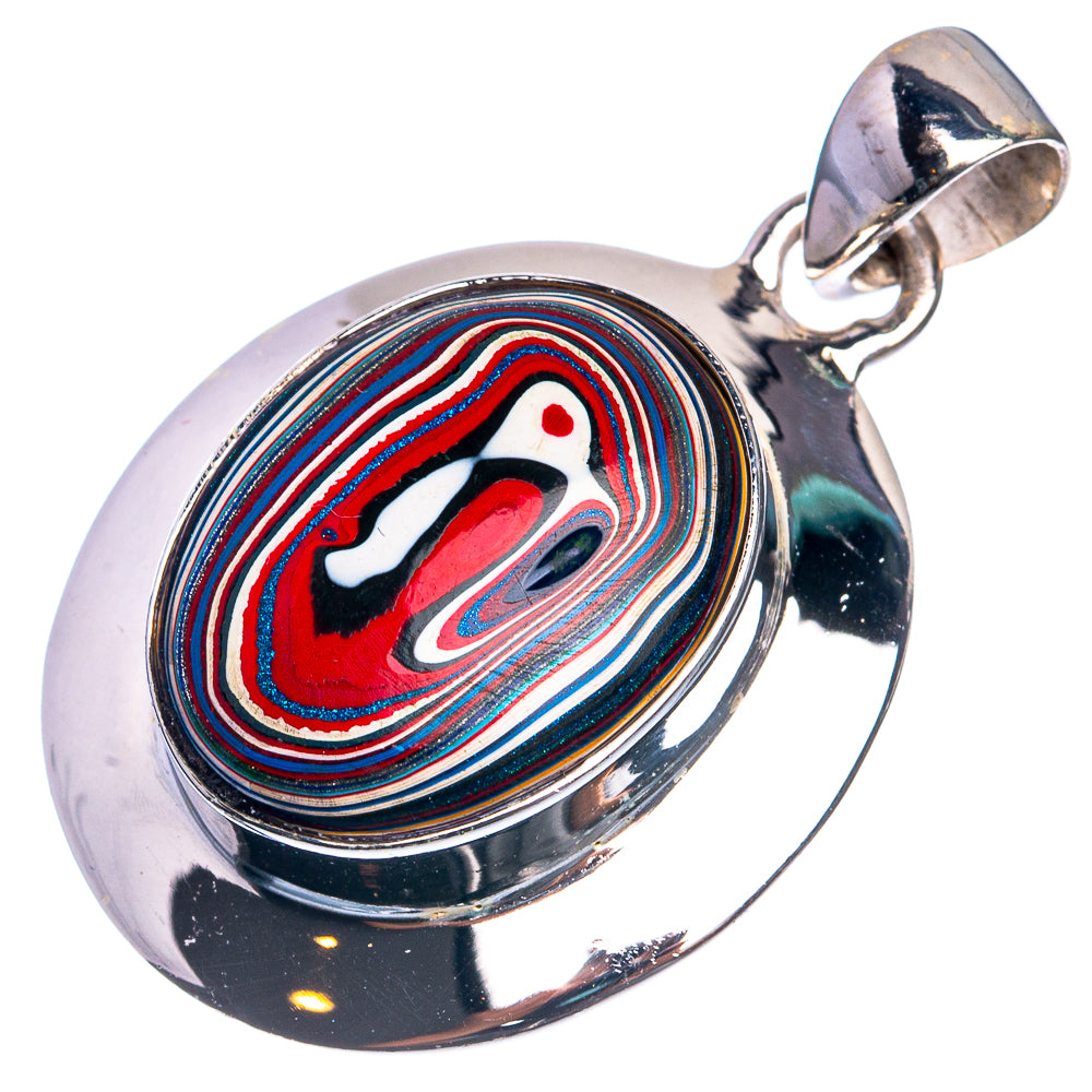Fordite 925 Sterling Silver Pendant 1 3/8"