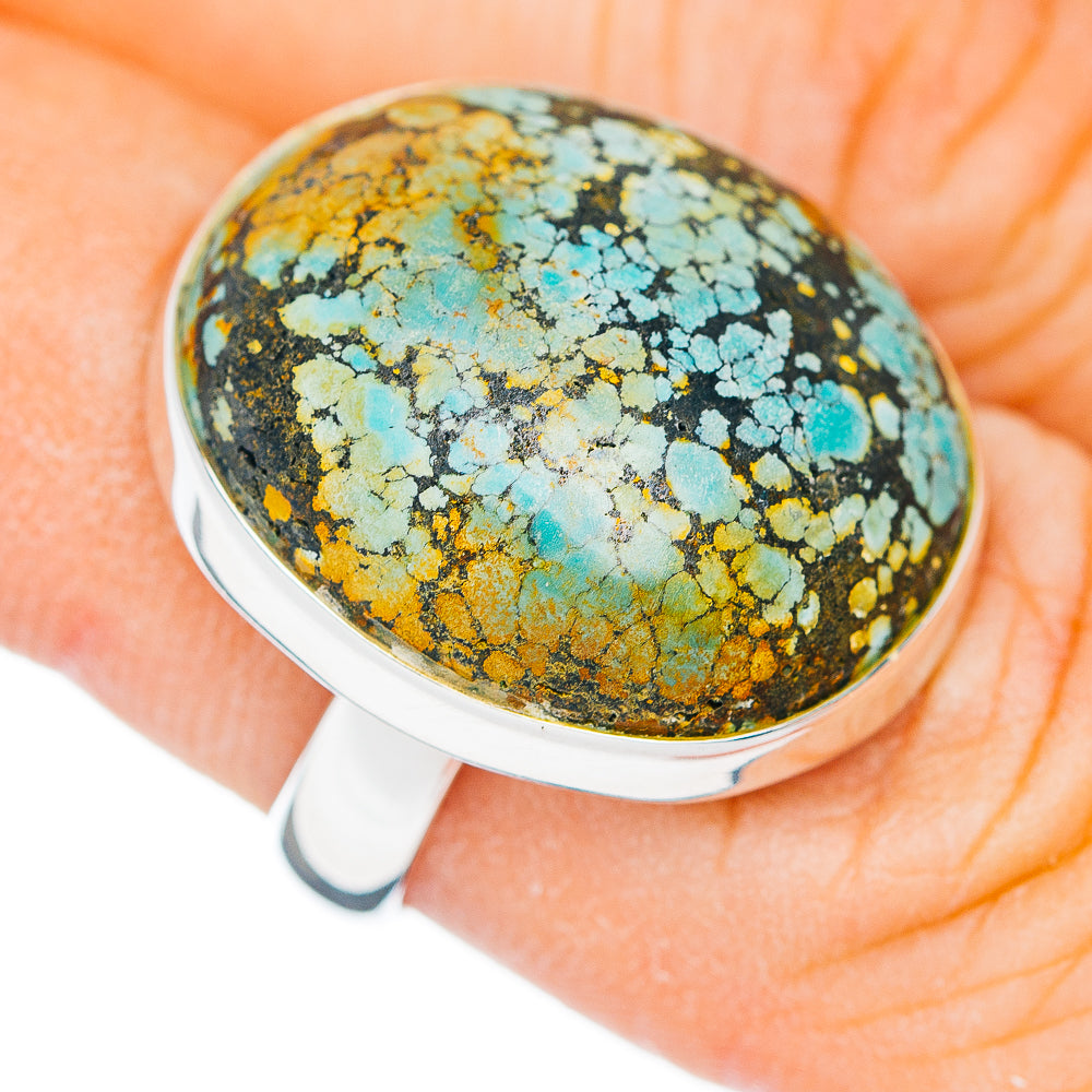 Premium Tibetan Turquoise Ring Size 6.75 Adjustable (.925 Sterling Silver)
