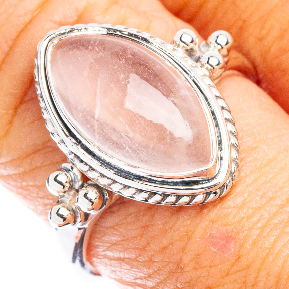 Premium Rose Quartz, Garnet Ring Size 8.75 (925 Sterling Silver) R8039