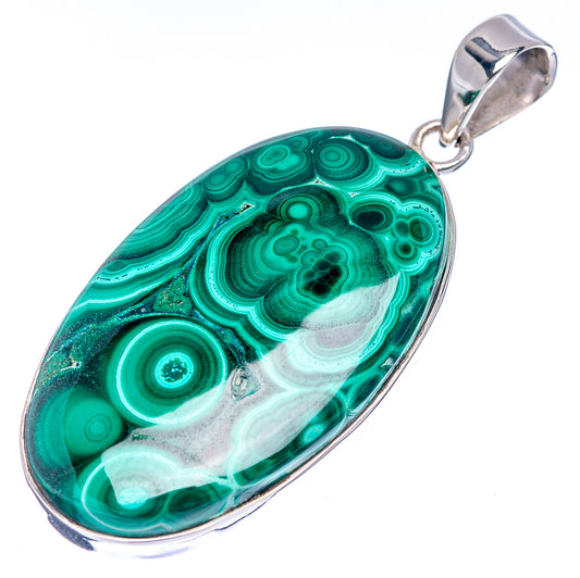 Premium Malachite Pendant 2 1/8" (.925 Sterling Silver)