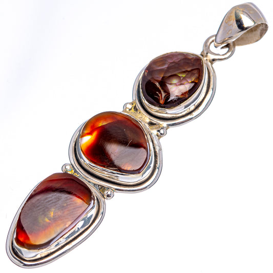 925 sterling silver fire agate pendant with oval links and top loop bail