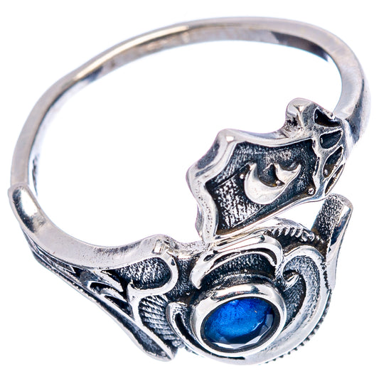 Blue quartz ring, .925 sterling silver filigree band with blue oval bezel halo