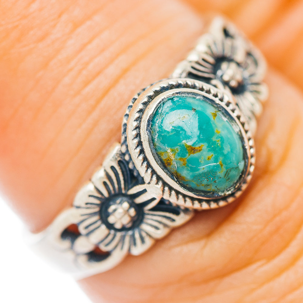 Mojave Turquoise Flower Ring Size 7 (.925 Sterling Silver)