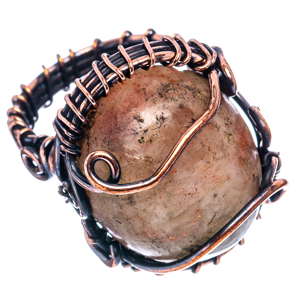 Sunstone Wire Wrap Ring Size 5.25 (Oxidized Copper)