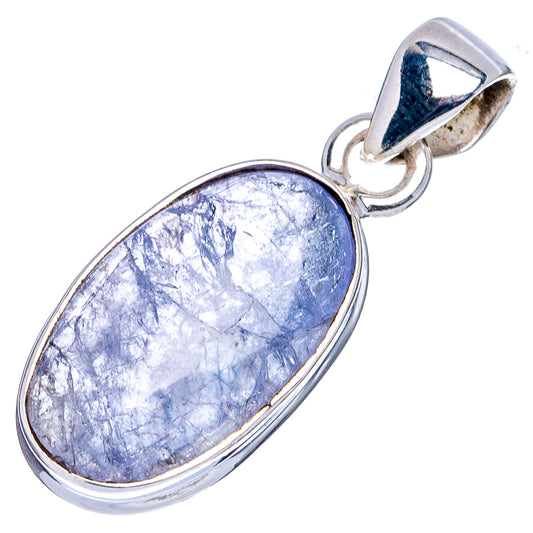 Oval tanzanite pendant with sterling silver bezel and loop bail, blue-violet stone
