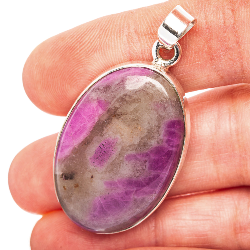 Ruby in Quartz Pendant 1 3/4" (.925 Sterling Silver)