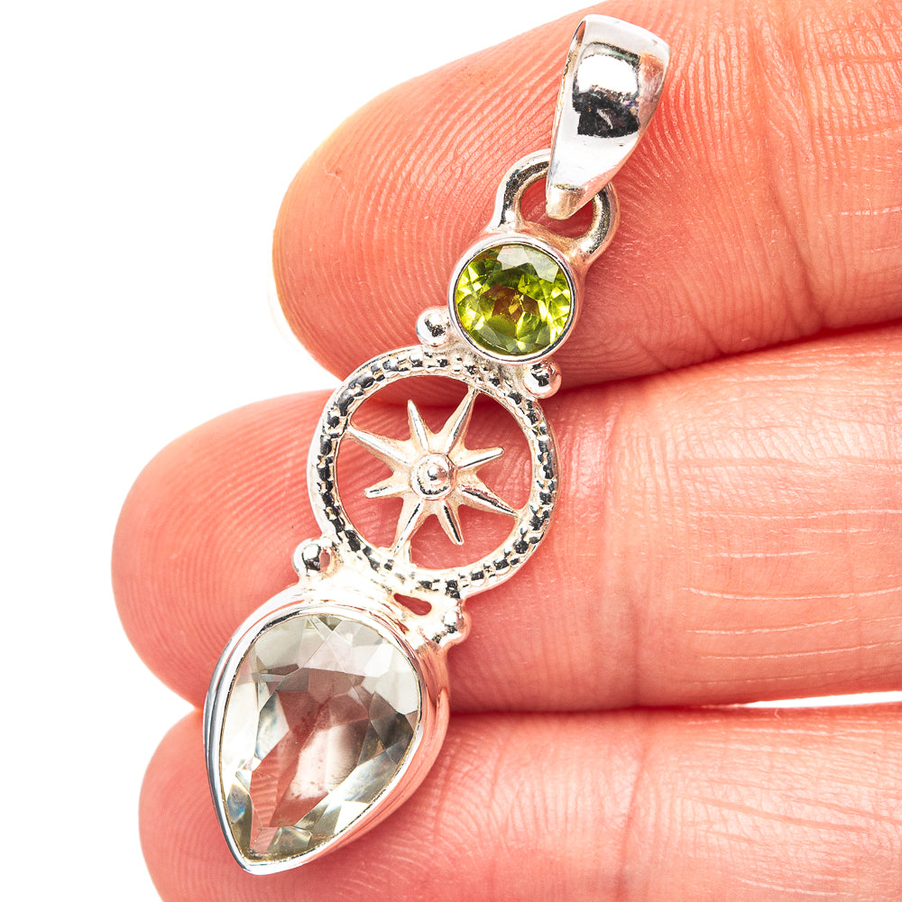 Green Amethyst, Peridot Pendant 1 5/8" (.925 Sterling Silver)