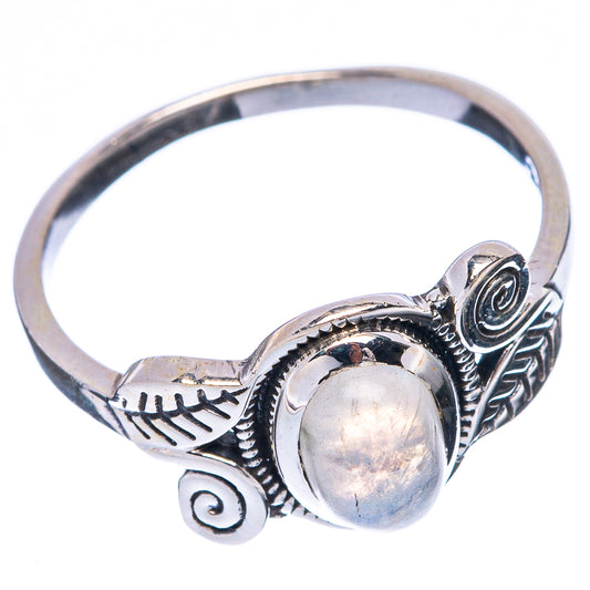 Rainbow Moonstone Leaf 925 Sterling Silver Ring Size 6.75 (925 Sterling Silver) R5316