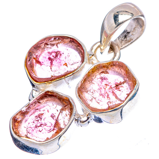 Sterling silver tourmaline pendant with three pink faceted stones in bezel settings