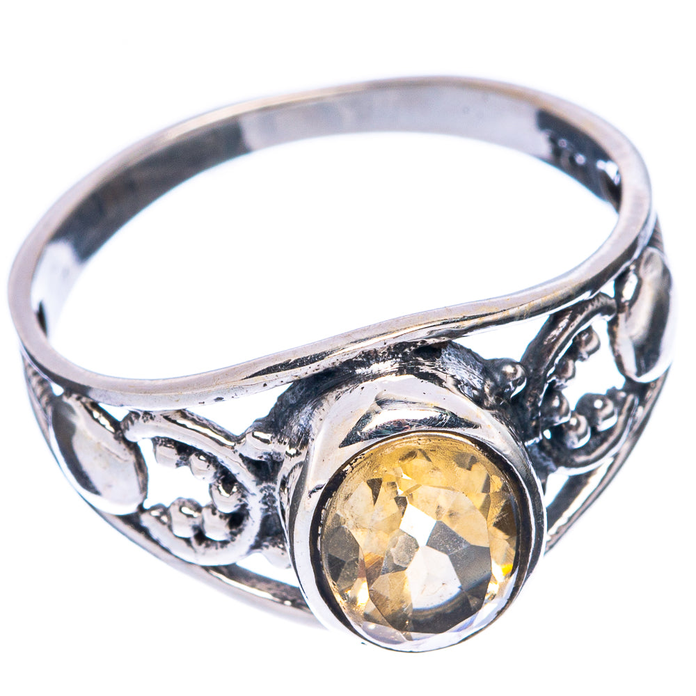 Faceted Citrine Dainty Ring Size 7.75 (925 Sterling Silver) R6033
