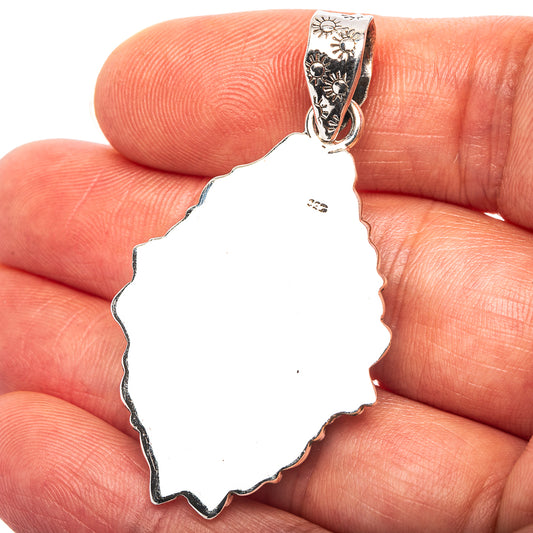 Exclusive Southwestern Style Hubei Turquoise Pendant 1 7/8" (.925 Sterling Silver)