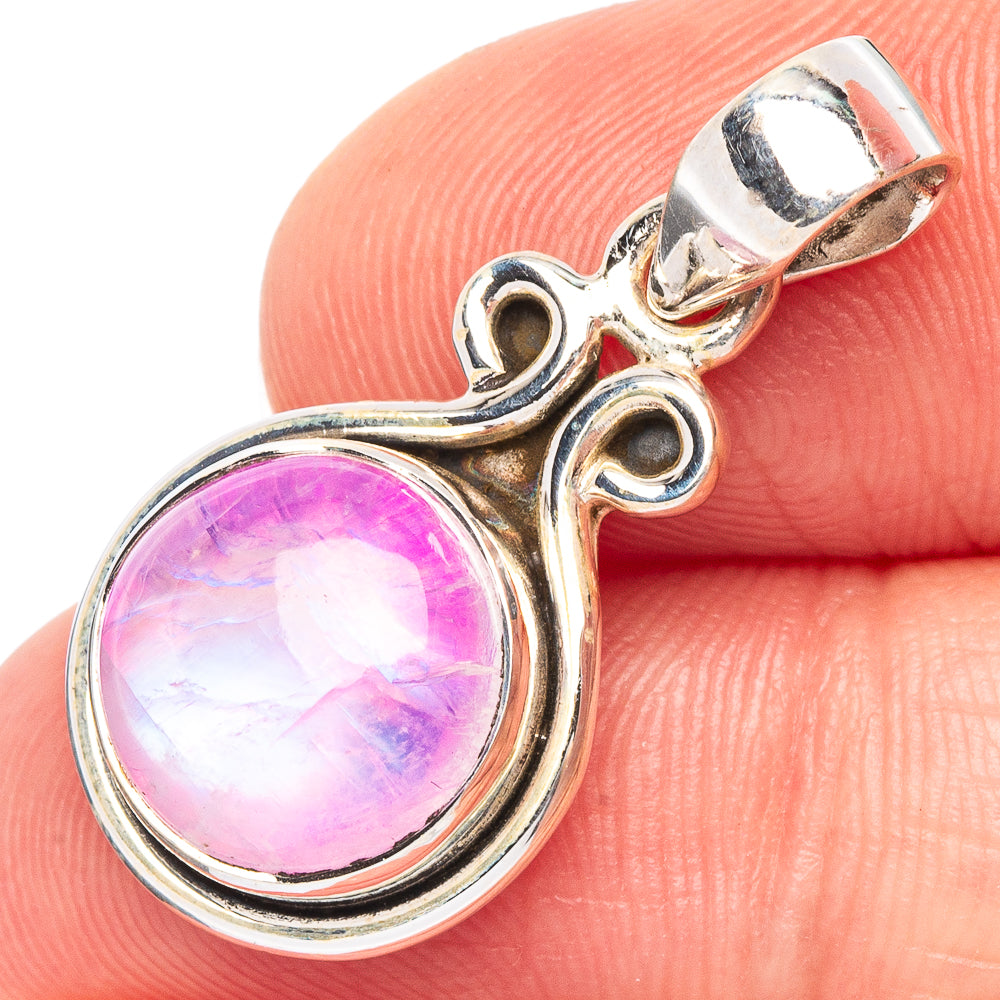 Pink Moonstone Pendant 1 1/8" (925 Sterling Silver) P44727