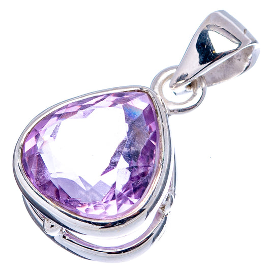 Teardrop amethyst faceted pendant in .925 sterling silver with bail loop
