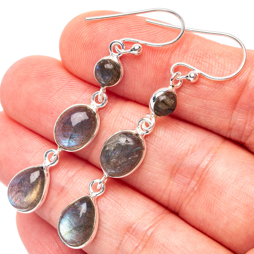 Labradorite Earrings 2 1/8" (925 Sterling Silver) E3159