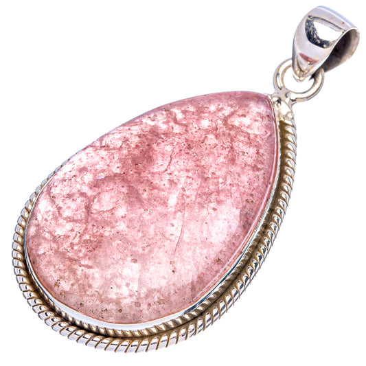Strawberry Quartz Pendant 1 3/4" (925 Sterling Silver) P43441