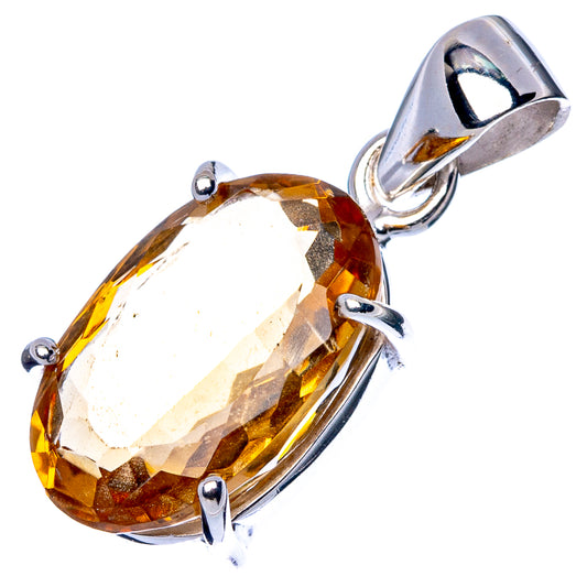 Faceted Citrine Pendant 1 1/8" (925 Sterling Silver) P42993