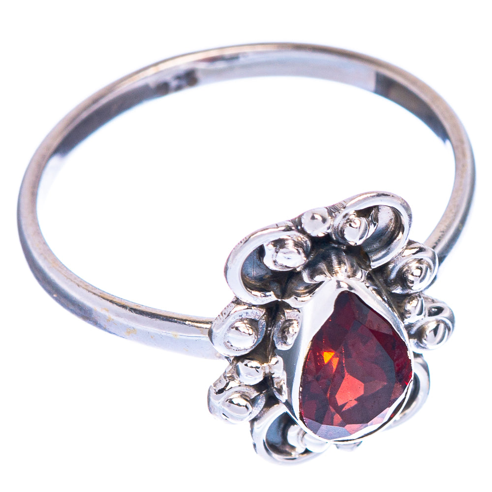 Garnet Dainty Ring Size 6.75 (925 Sterling Silver) R1023
