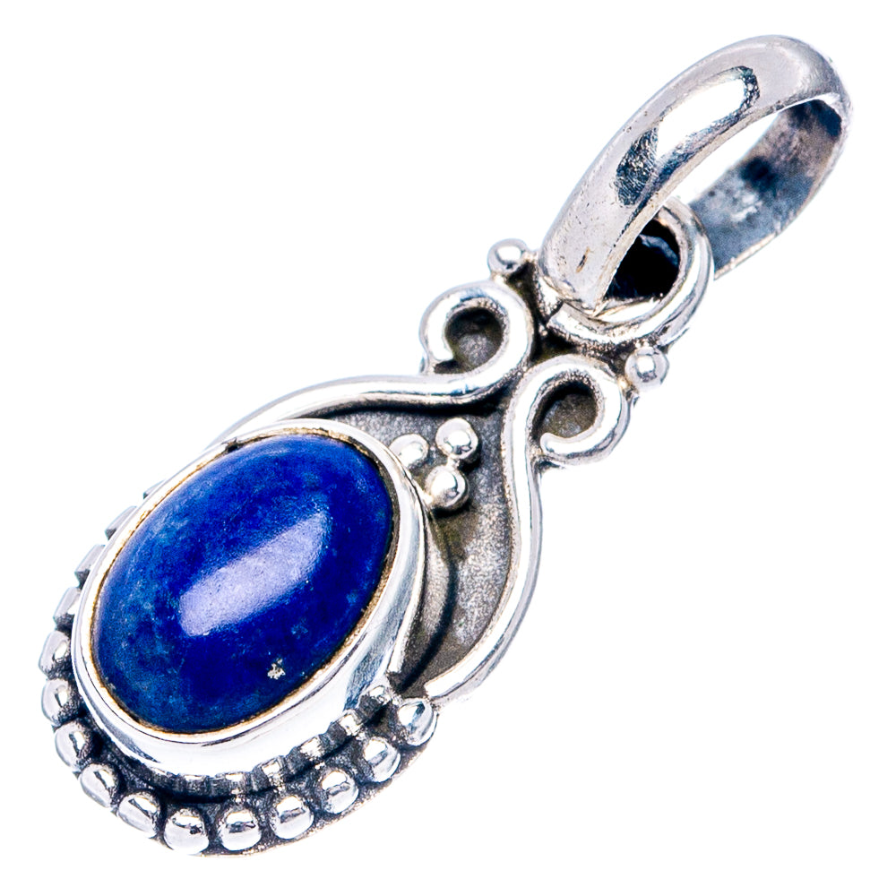 Dainty Lapis Lazuli Pendant 7/8" (.925 Sterling Silver)