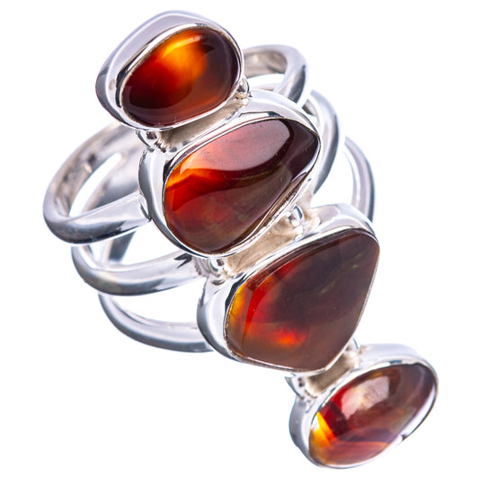 Sterling silver oval opal ring with four oval cabochons, size 6.75