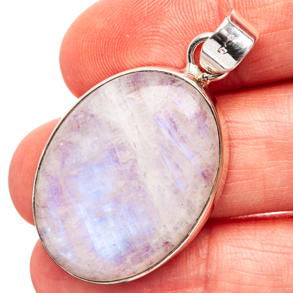 Premium Rainbow Moonstone Pendant 1 5/8" (.925 Sterling Silver)