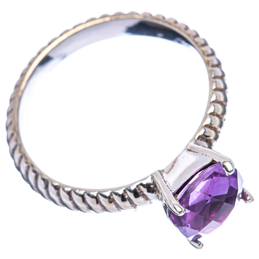 Amethyst sterling silver ring, size 9, rope-textured band and purple gemstone