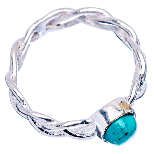 Turquoise stone dainty .925 sterling silver ring, open top view