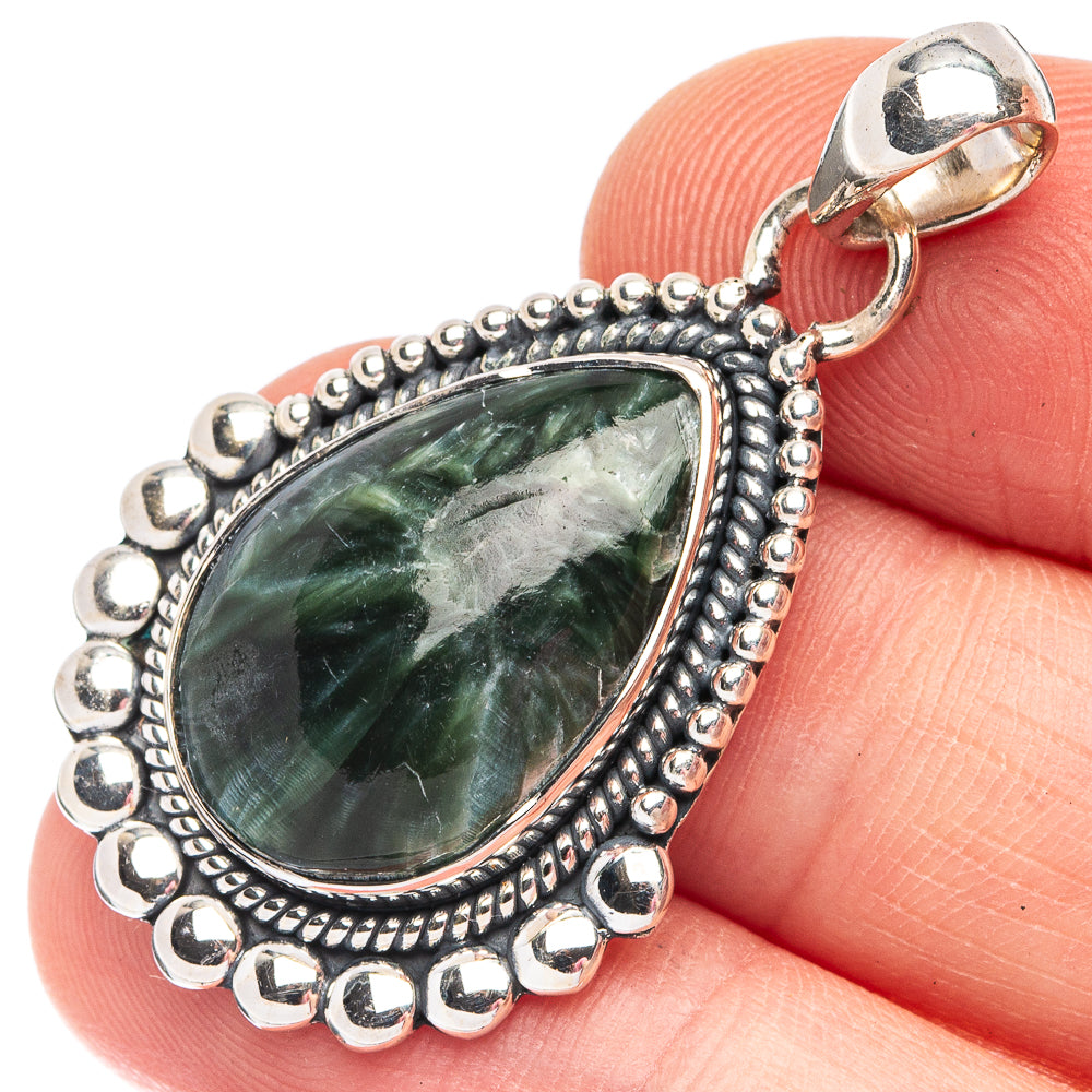 Seraphinite 925 Sterling Silver Pendant 1 1/2" (925 Sterling Silver) P43637