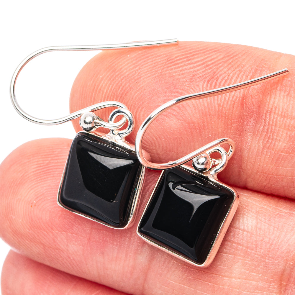Black Onyx Earrings 1" (925 Sterling Silver) E3139