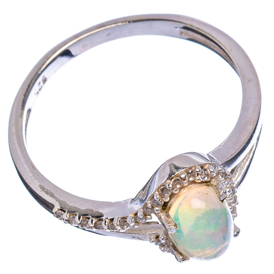 Sterling silver opal and cubic zirconia ring, size 7