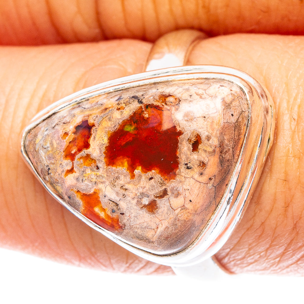 Rare Mexican Fire Opal Ring Size 8.25 (925 Sterling Silver) R6852