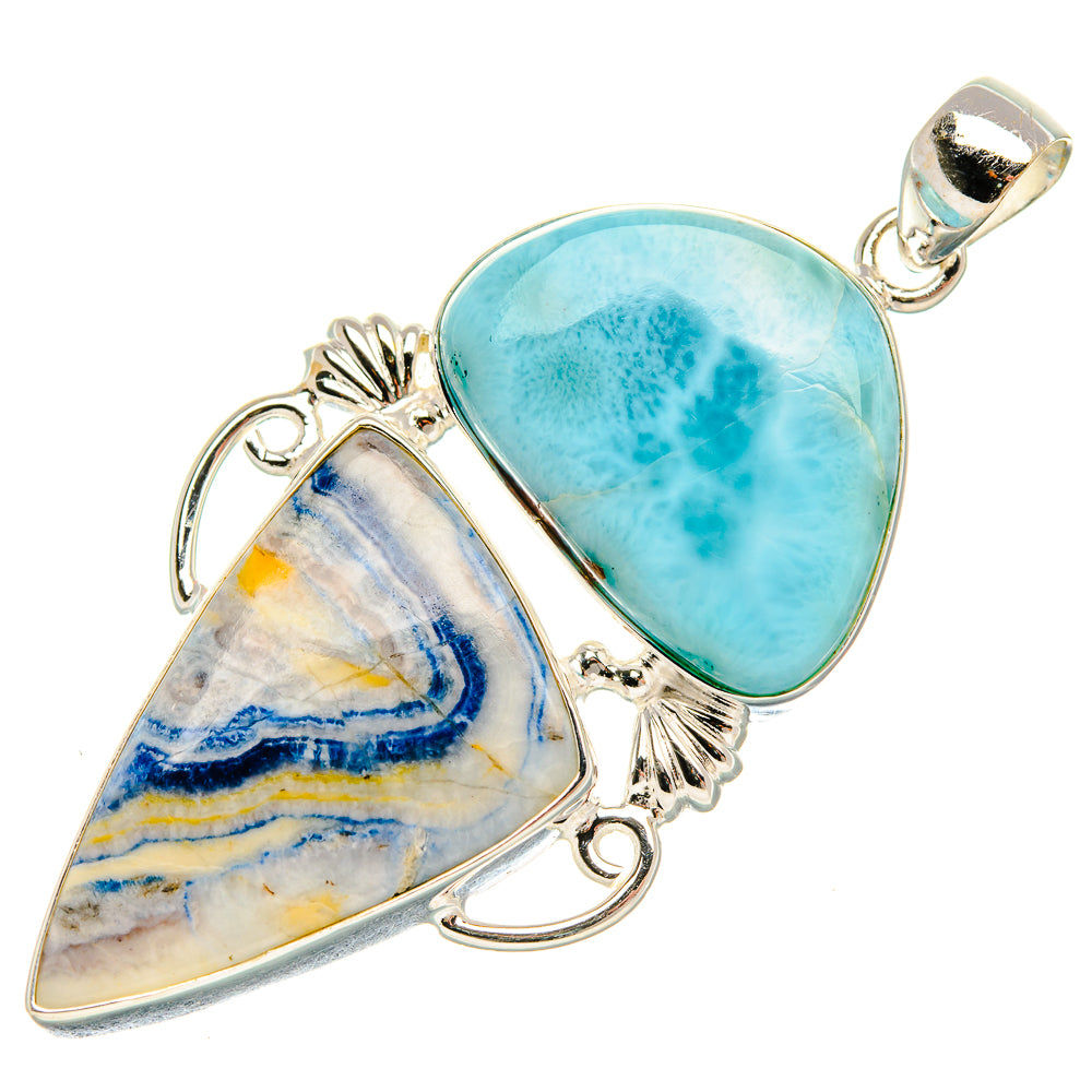 Blue Scheelite, Larimar Pendant 2 3/4" (925 Sterling Silver) PD37914