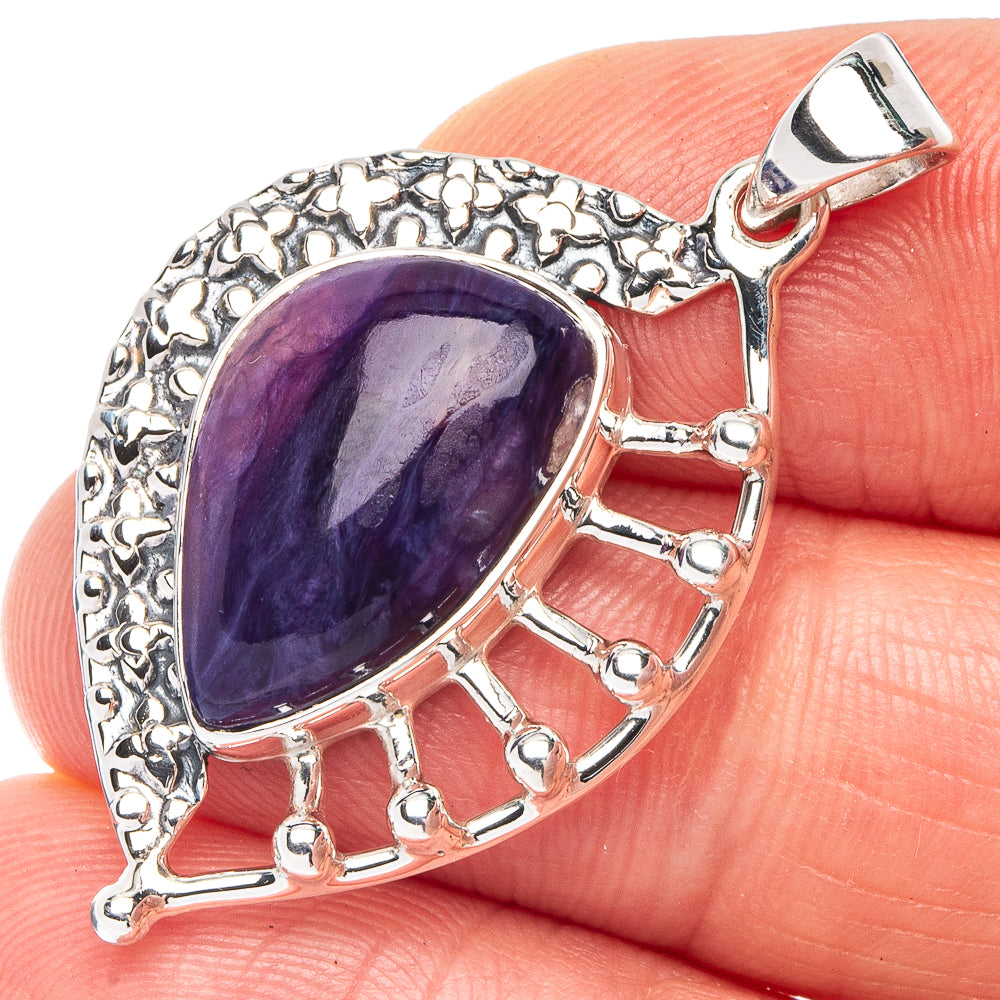 Premium Charoite Pendant 1 1/2" (925 Sterling Silver) P45014