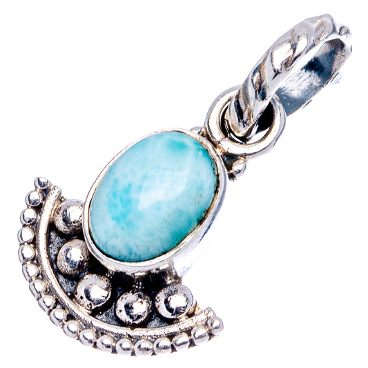 Oval light-blue gemstone pendant on .925 sterling silver bail with beaded edge
