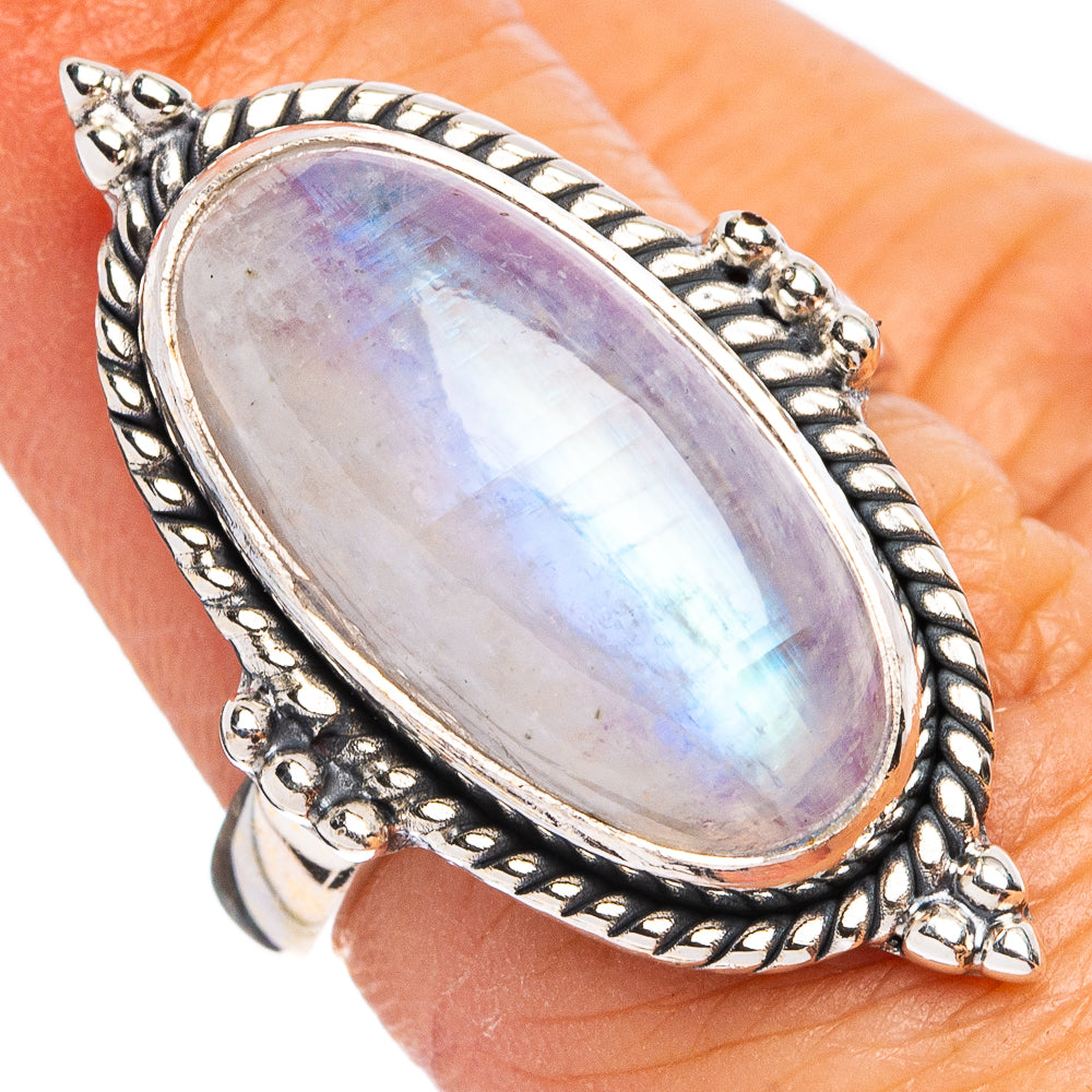 Rainbow Moonstone Ring Size 6 (.925 Sterling Silver)