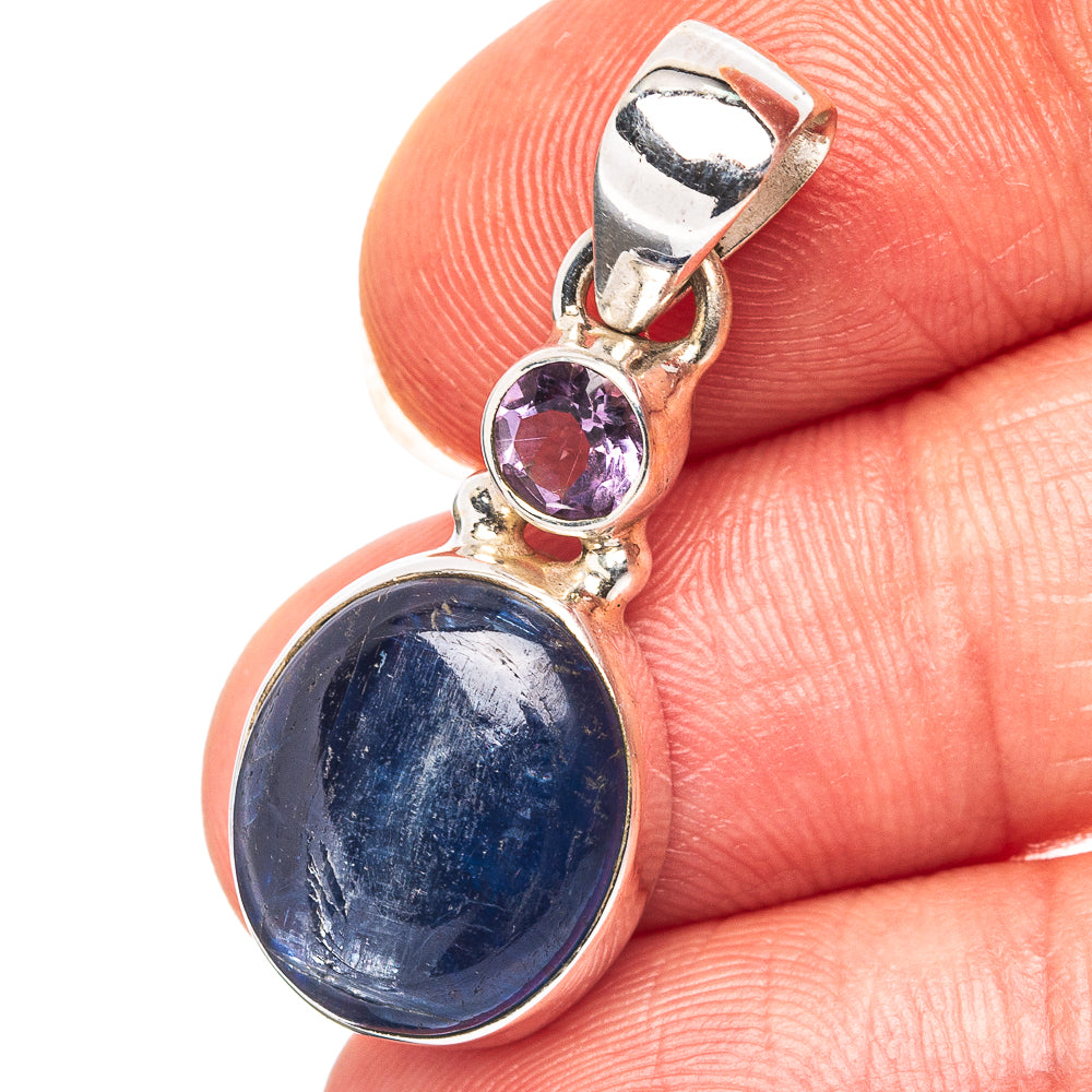 Kyanite, Amethyst Pendant 1 1/4" (.925 Sterling Silver)