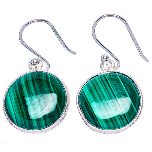 Malachite Earrings 1 1/4" (925 Sterling Silver) E1924