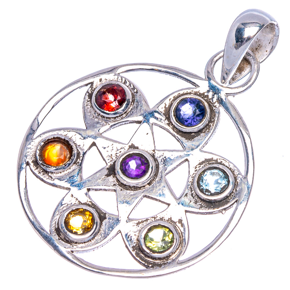 Chakra Flower Pendant 1 3/8" (925 Sterling Silver) P40541