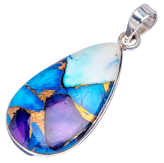 Premium Purple Dahlia Turquoise Pendant 1 5/8" (.925 Sterling Silver)